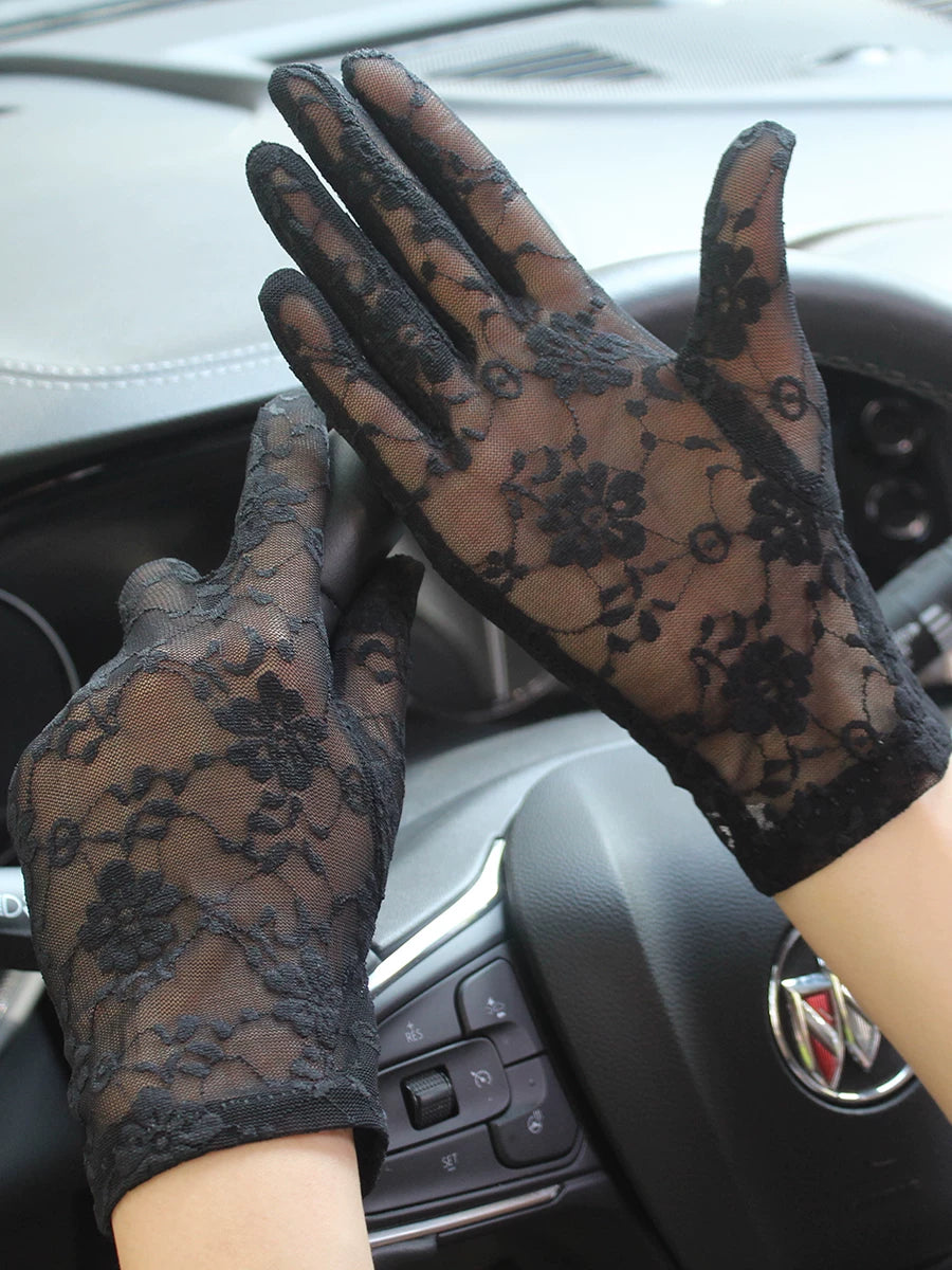 Women's Summer UV Protection Lace Gloves for Driving, Weddings, and Formal Events