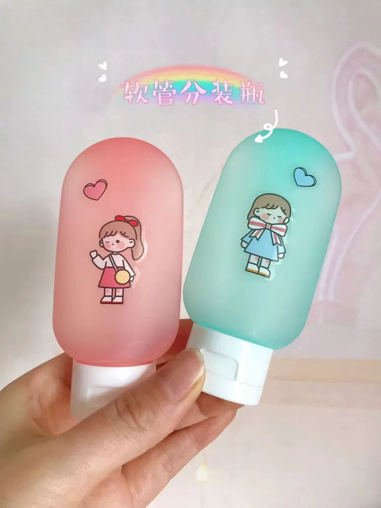 Portable Squeeze Bottle Set for Travel Toiletries - Shampoo, Lotion, Face Wash, Cosmetics