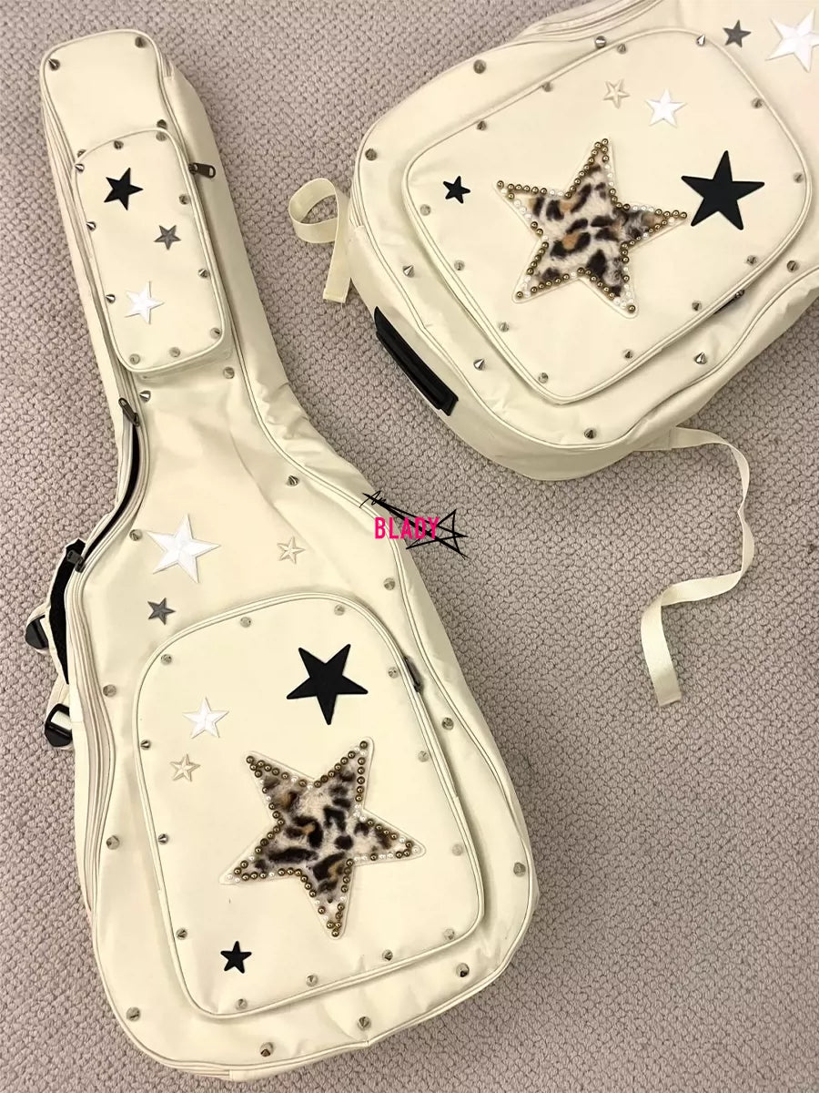 Leopard Star Pattern Padded Guitar Gig Bag for Acoustic Electric Bass Guitars 36-41 Inch