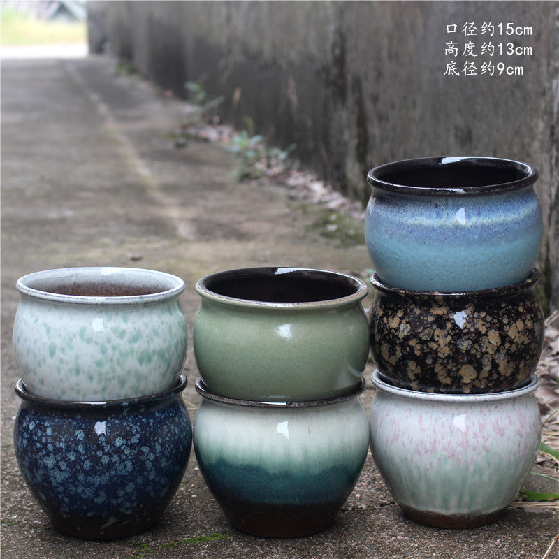 Imitation Wood-Fired Succulent Planter Pot, Unglazed Terracotta Bonsai Pot, Ceramic Flowerpot for Succulents and Landscaping