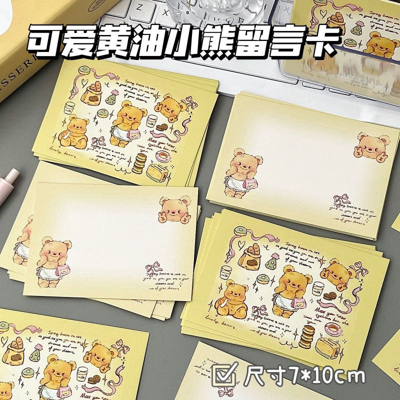 Cute Butter Bear Message Cards - 20-Pack Mini Postcards for Birthdays & Festivals