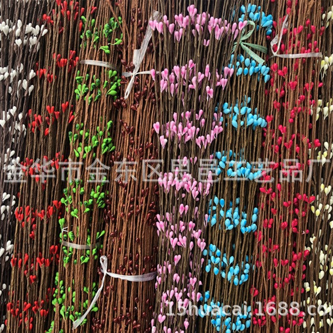65CM Artificial Berry Branch Rattan Pastoral Style Simulation Flower Colorful Small Berries Bracelet Weaving Material Green Plant