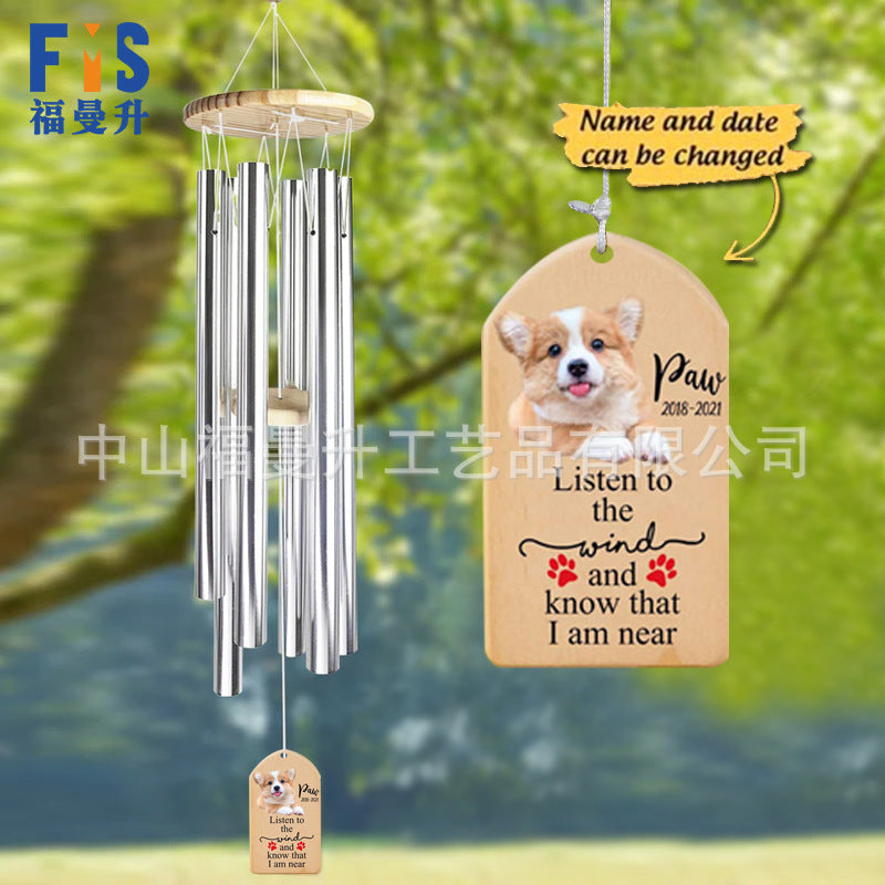 Pet Memorial Wind Chime with Engraving - DIY Metal Aluminum Tube Wind Bell for Cats and Dogs