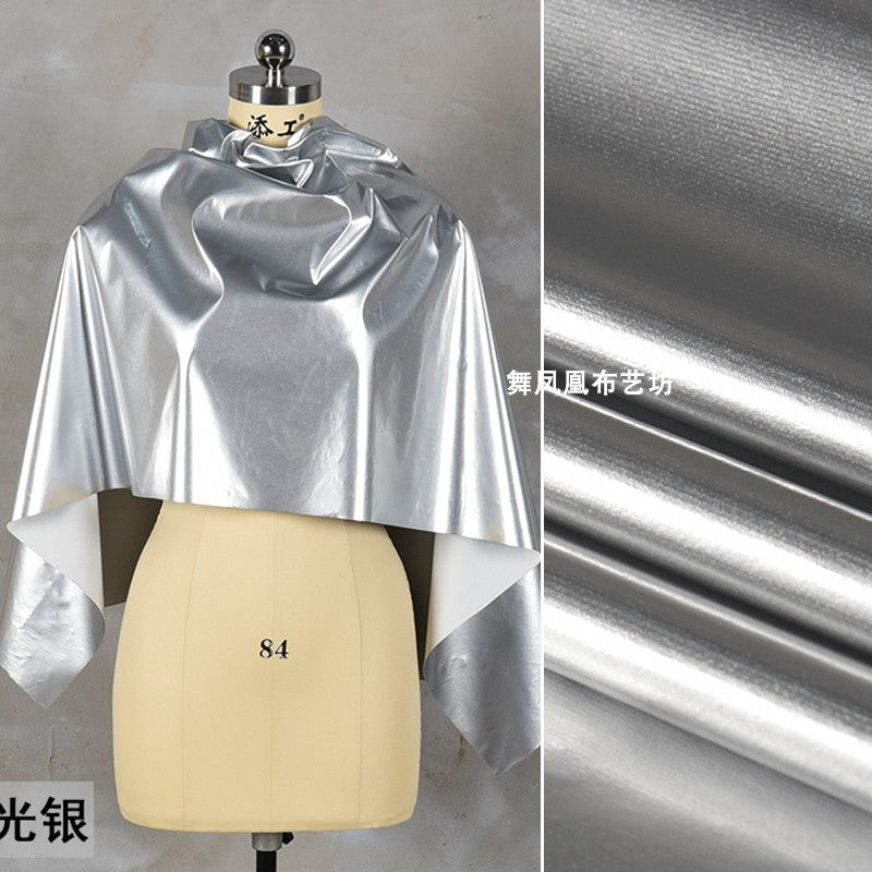 Matte Silver Thin Mirror Patent Leather Fabric for Performance Wear and Apparel Design