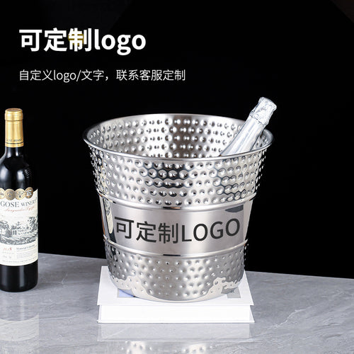 Luxury Hammered Stainless Steel Ice Bucket for Parties and Bars, Champagne and Wine Chiller