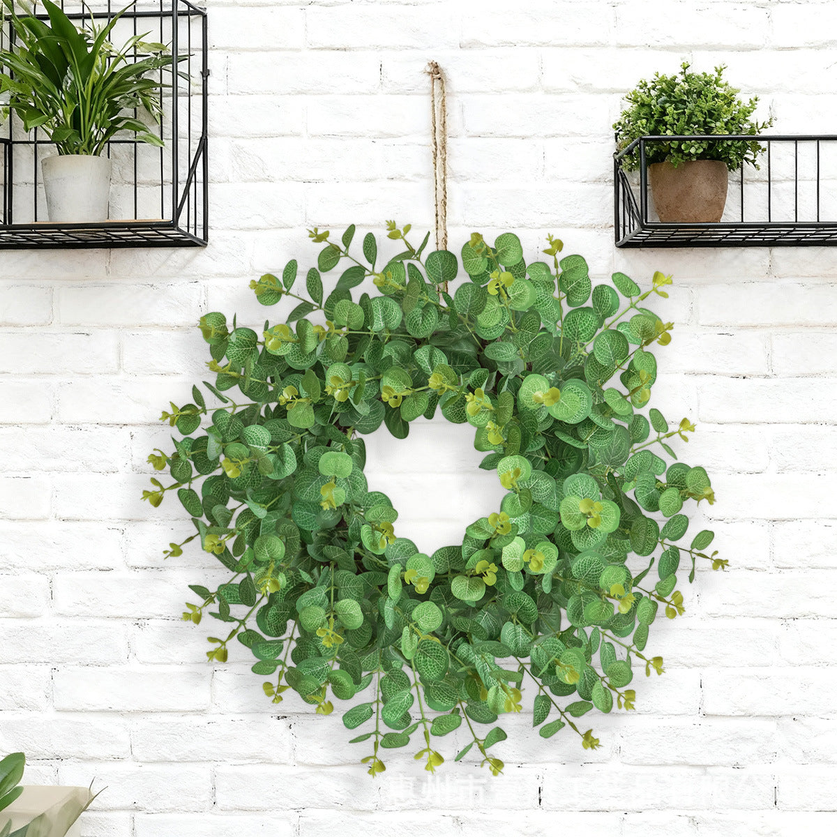 Nordic Artificial Eucalyptus Leaf Garland Wreath for Home Decor