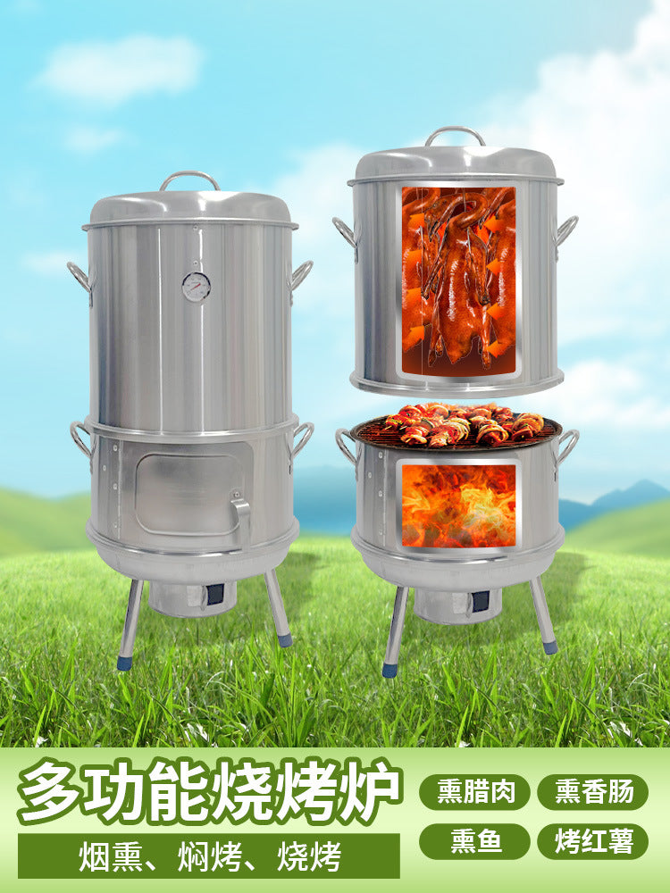 2025 New Multifunctional Charcoal BBQ Grill Smoker for Home Outdoor Use, Roasting Ribs, Chicken, Lamb Legs