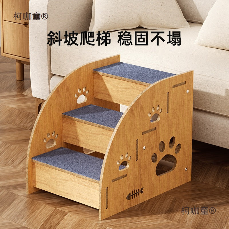 Pet Stairs Wooden Steps for Dogs and Cats - Sofa Bed Ramp for Small Pets