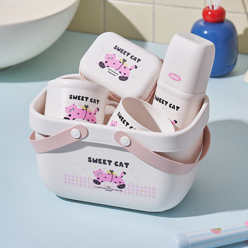 Cartoon Portable Drainable Storage Basket for Bathroom, Toiletries, Toys, and Sundries