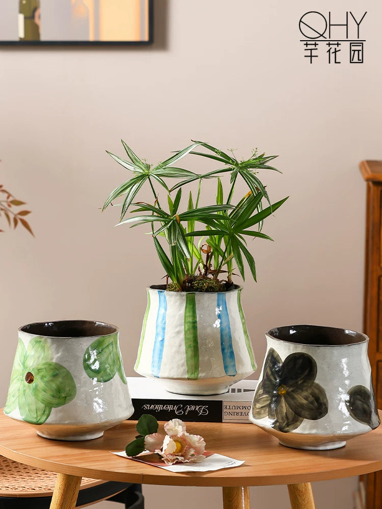 Jingdezhen Ceramic Orchid Planter Pot with Hand-Painted Vintage Design for Living Room
