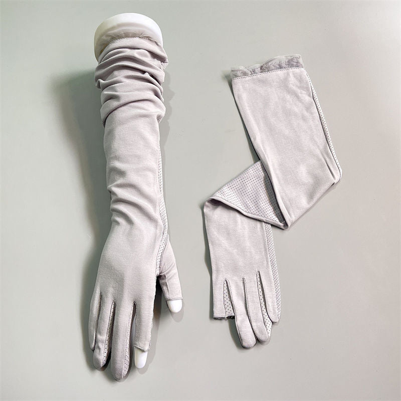 Women's Summer UV Protection Cotton Fingerless Driving and Cycling Arm Sleeves