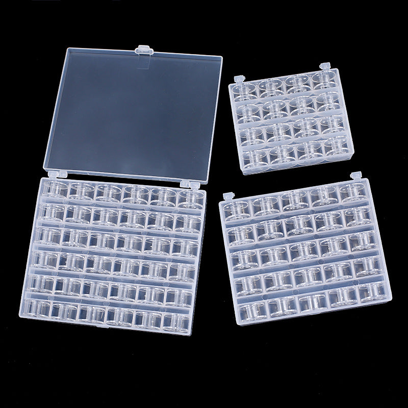 Sewing Machine Bobbin Organizer Box with Bobbins, 36/60 Grids, Clear Plastic Storage Case for Home Electric Sewing