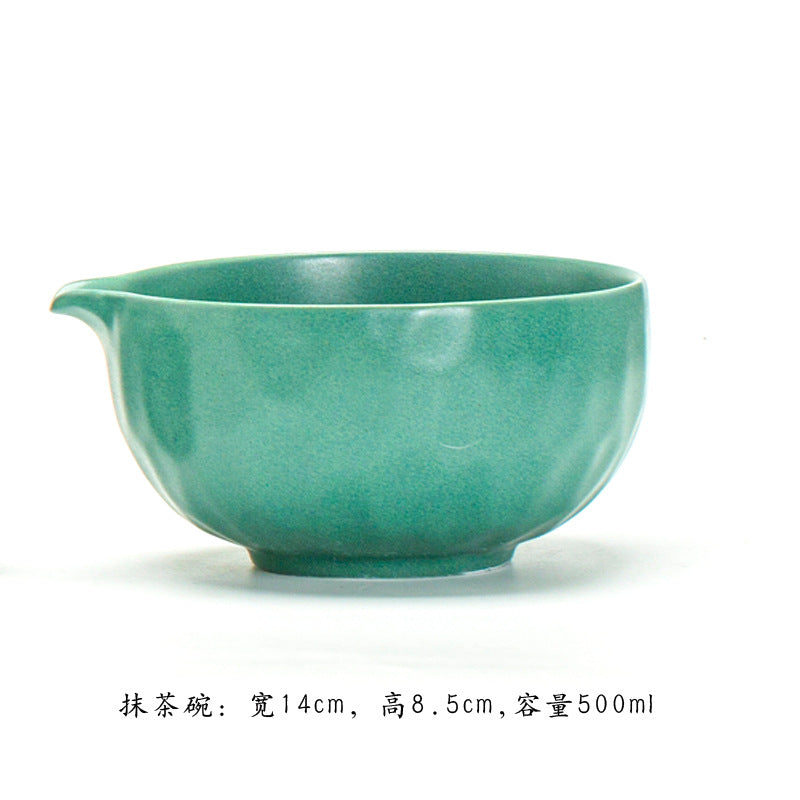 Jian Ware Style Ceramic Matcha Bowl and Whisk Set with Spout