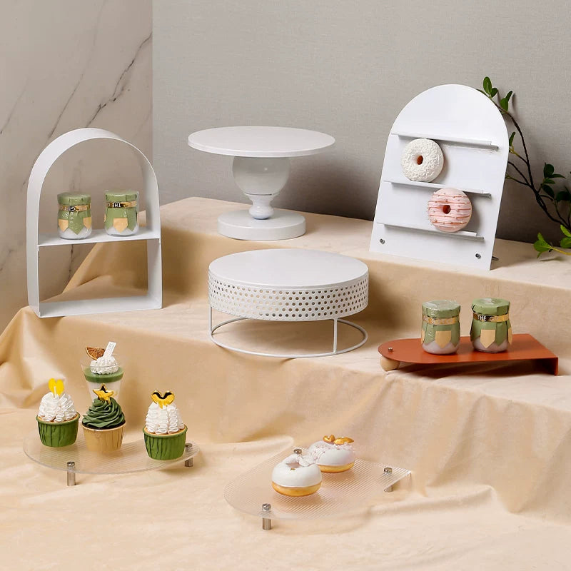 White Acrylic Dessert Display Stand for Weddings and Birthdays, Cake Plate and Pastry Tray