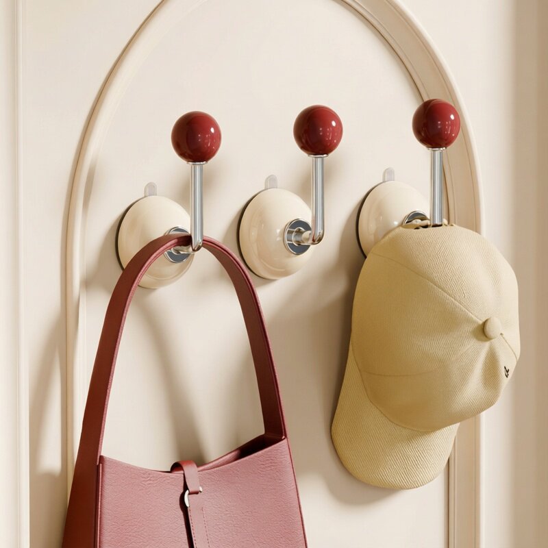 Suction Cup L-Shaped Hooks for Doors, Walls, Wardrobes, and Bathrooms - Hat and Coat Organizer