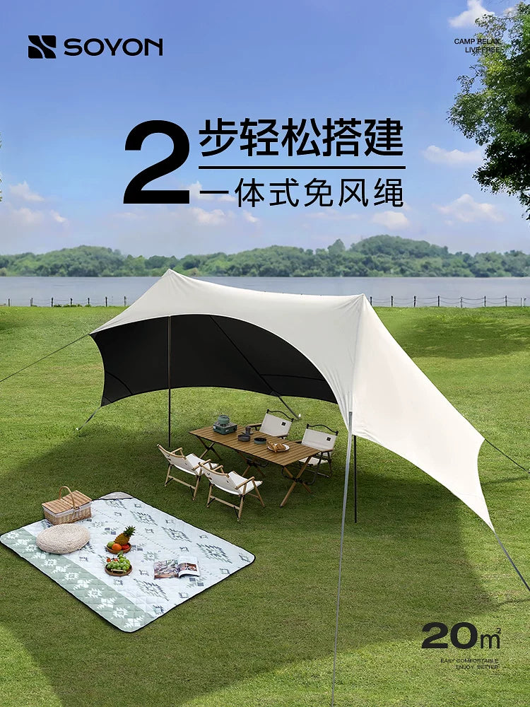 SOYON Quick-Open Black Glue Tarp Tent Outdoor Camping Sunshade Shelter