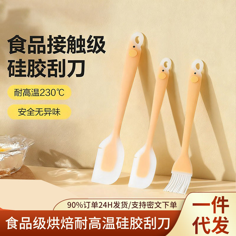 Integrated Silicone Spatula and Basting Brush Set for Baking and Cooking