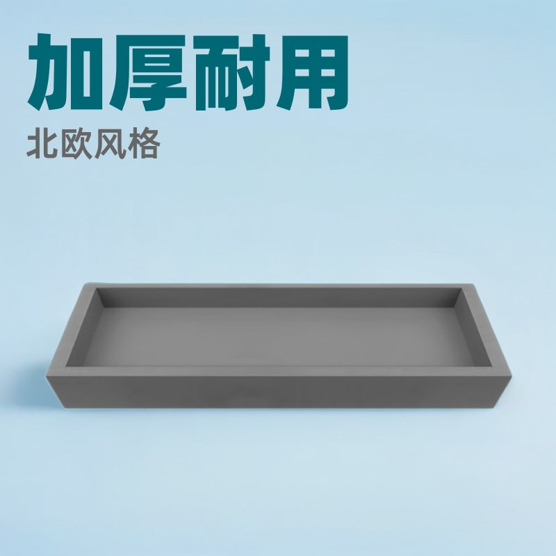 Rectangular Cement-Look Planter Tray with Drainage, Thickened Durable Base, Large Nordic Style