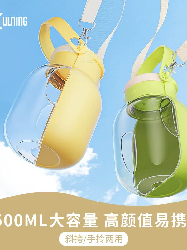 Large Capacity Portable Pet Water Bottle for Dogs, Outdoor Travel Drinking Dispenser with Foldable Bowl