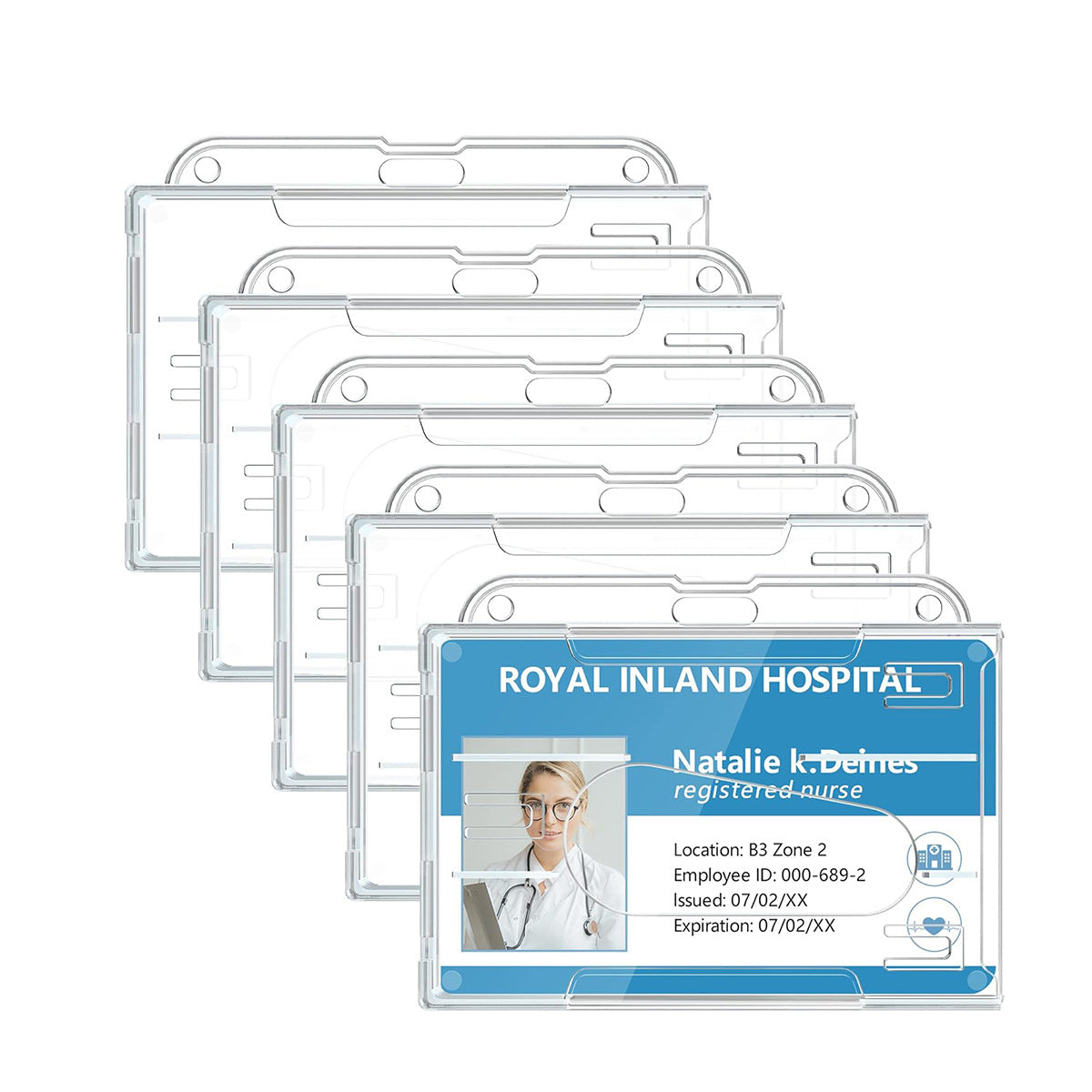 Clear Hard Plastic ID Card Holder for School, Bus, and Exhibition Badges