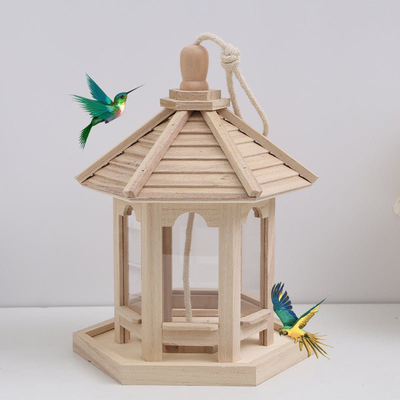 Wooden Bird Feeder House for Outdoor Garden