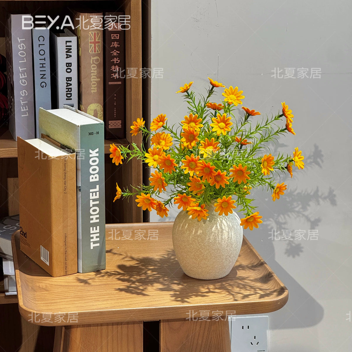 Artificial Chamomile Daisy Flower Bouquet with Ceramic Vase for Home Decor
