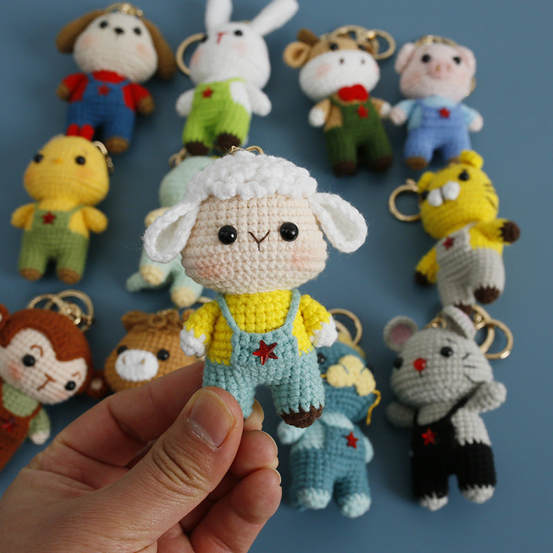 Hand-Knitted Zodiac Animal Doll Keychain Charms