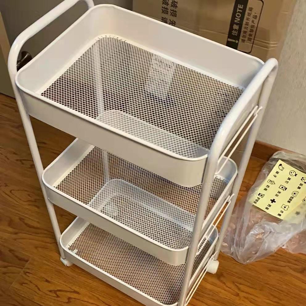 4-Tier Rolling Utility Cart with Storage Baskets for Kitchen, Bathroom, and Office