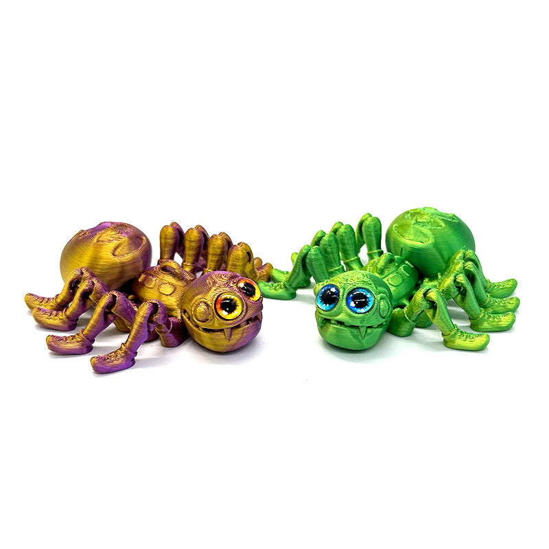 3D Printed Articulated Big Eye Spider Keychain Halloween Toy Model