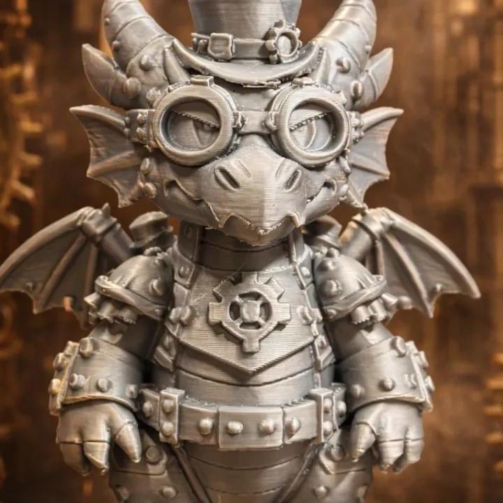 3D Printed Steampunk Dragon Figurine Desktop Ornament