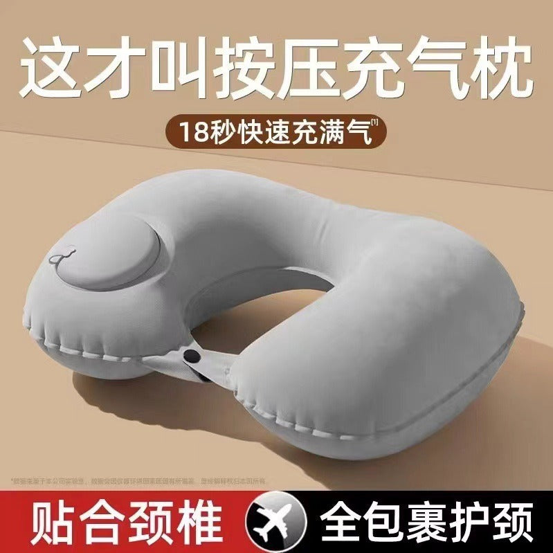 Inflatable U-Shaped Travel Neck Pillow for Neck Support and Napping
