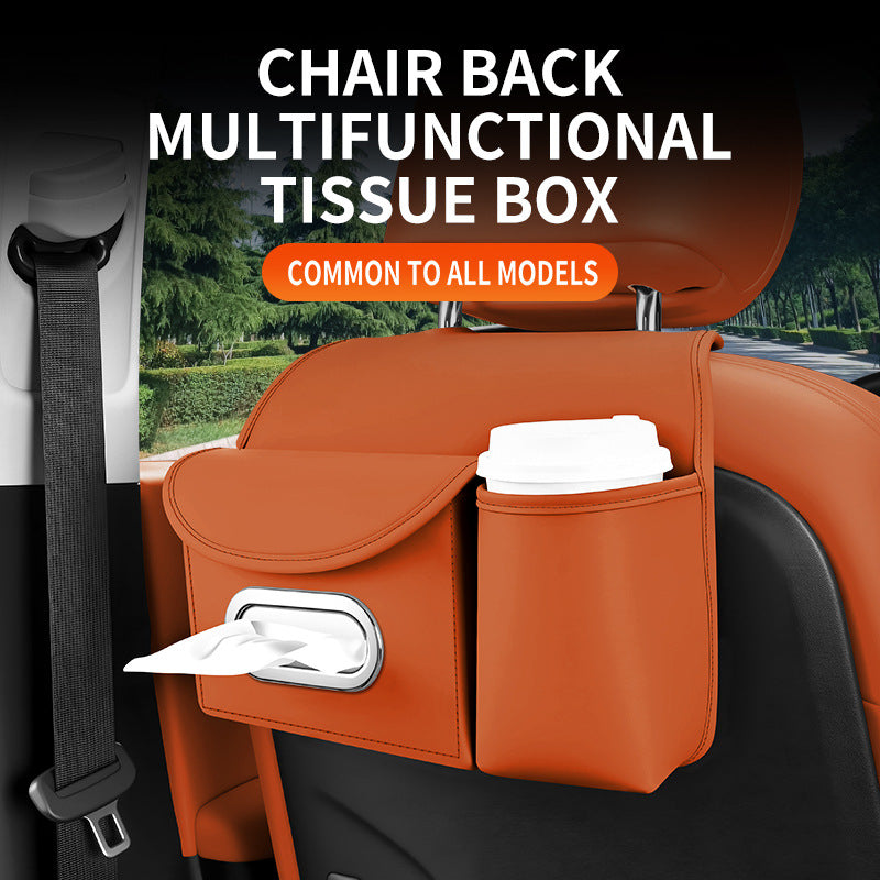 Car Seat Back Organizer with Tissue Box and Storage Pockets