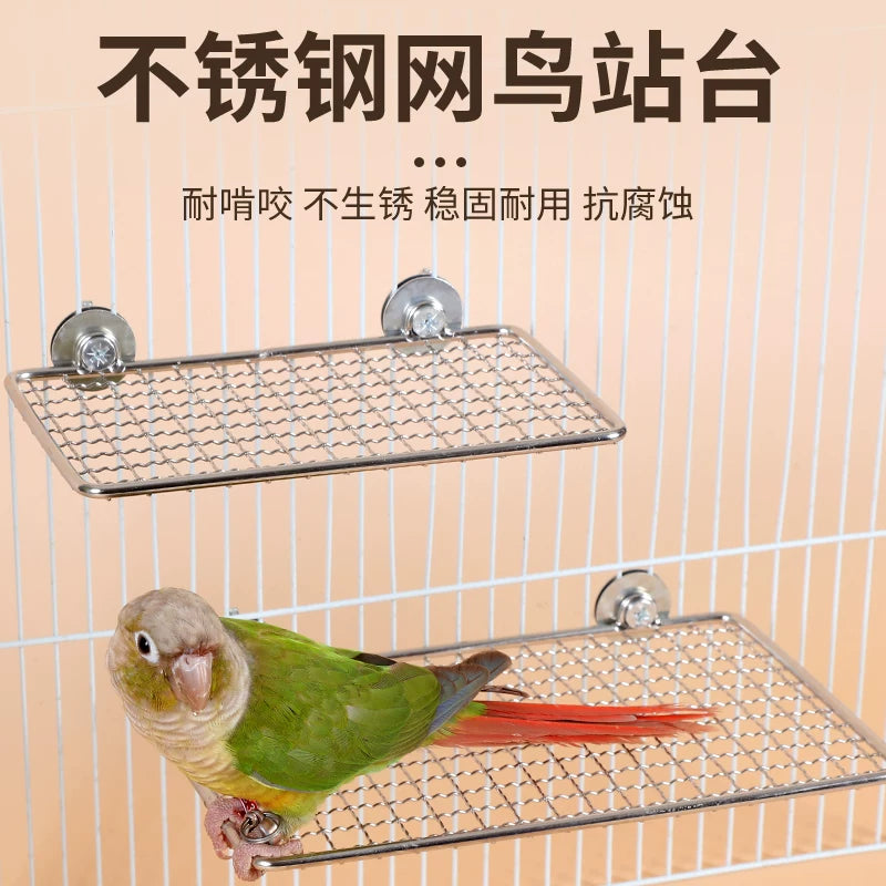 Stainless Steel Bird Perch Platform for Parrots and Small Animals