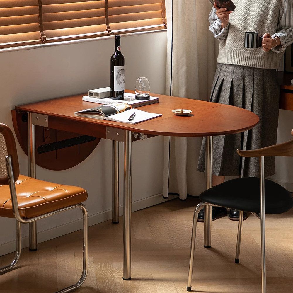 Bauhaus Modern Luxury Foldable Dining Table for Small Spaces, Mid-Century Style