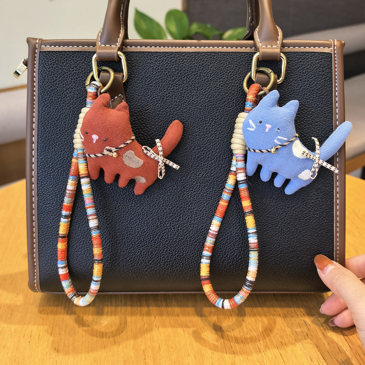 Handmade Fabric Cat Keychain Charm for Bags and Gifts