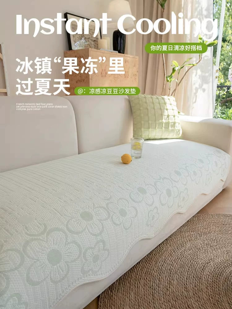 Summer Cooling Sofa Mat Non-Slip Breathable Couch Cover for Sectional Sofas