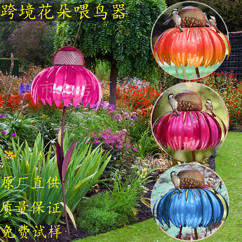 Hummingbird Feeder Outdoor Garden Flower Bird Feeder Metal Nectar Dispenser for Wild Birds