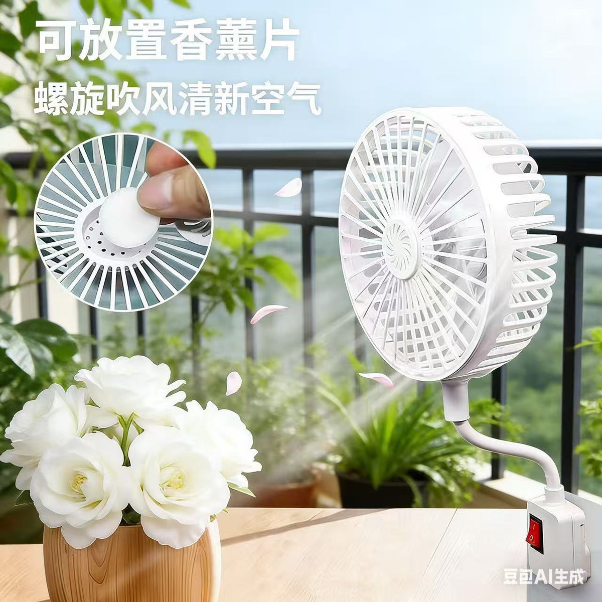 Mini Cyclone Plug-in Fan for Home Dorm Kitchen Bathroom, Quiet Electric Fan