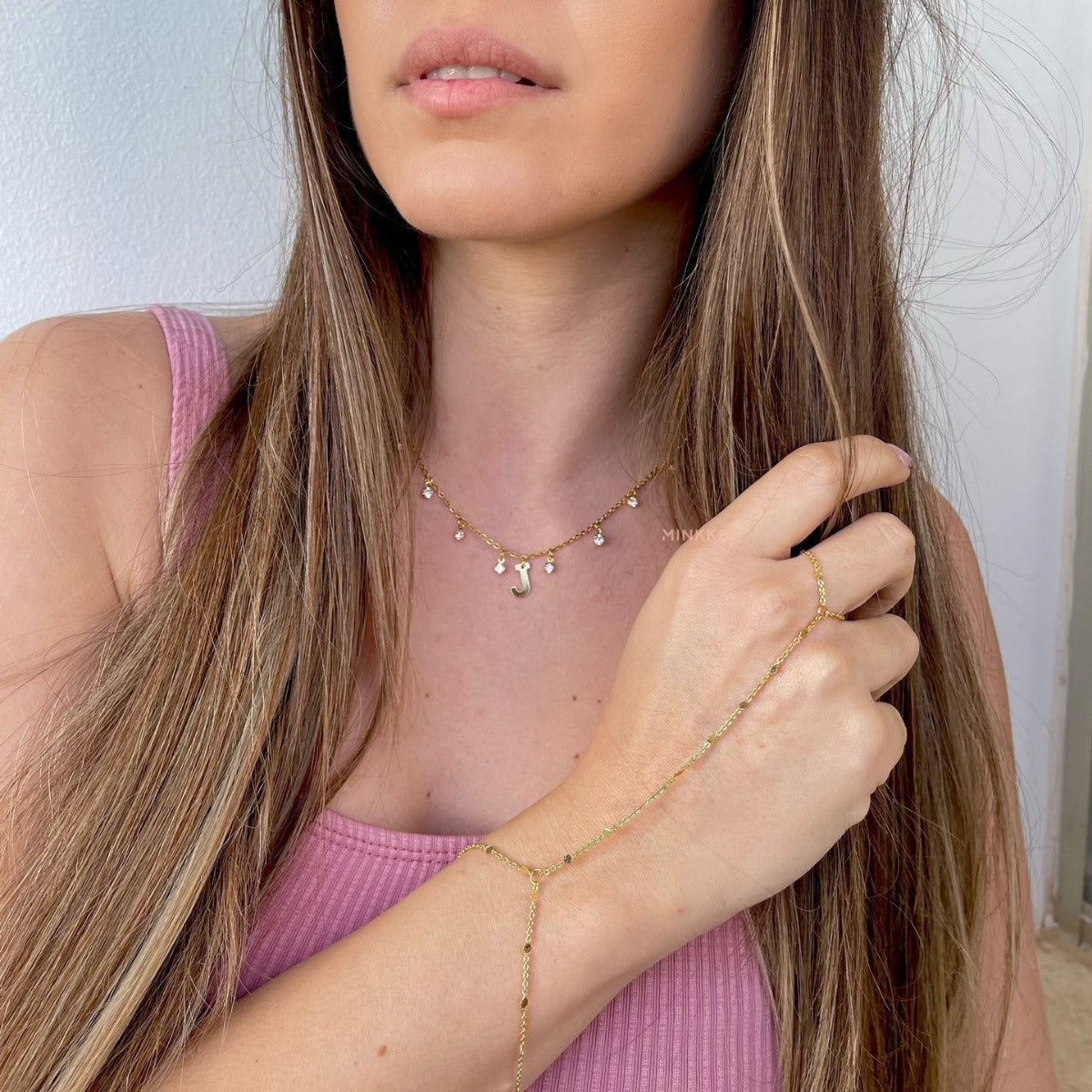 Fashion INS Style Finger Chain Bracelet with Small Round Disc Stainless Steel Jewelry for Women