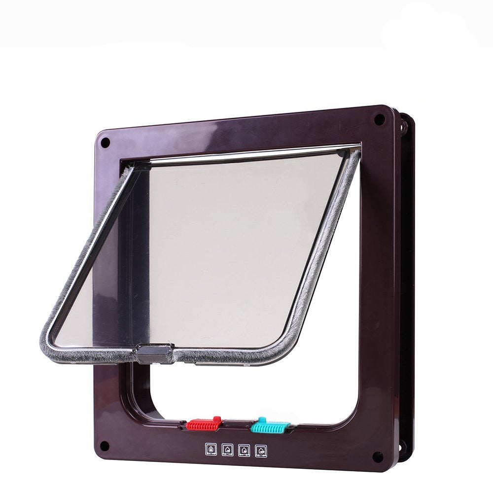 Pet Cat Dog Flap Door with 4-Way Locking for Free Entry and Exit Control