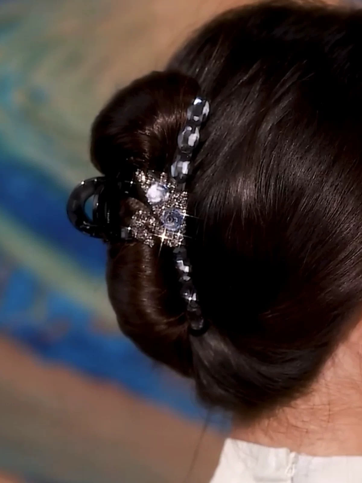 Double-Sided Swan Rhinestone Hair Claw Clip for Women, Elegant Back Head Shark Clip Hairpin Headwear