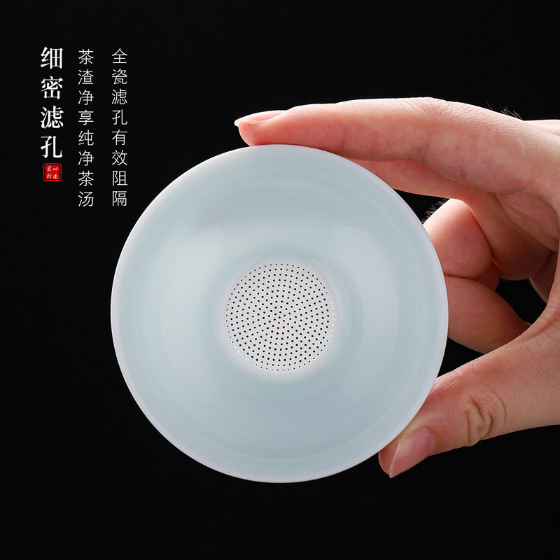 Ceramic Tea Infuser Filter Set for Kung Fu Tea Ceremony