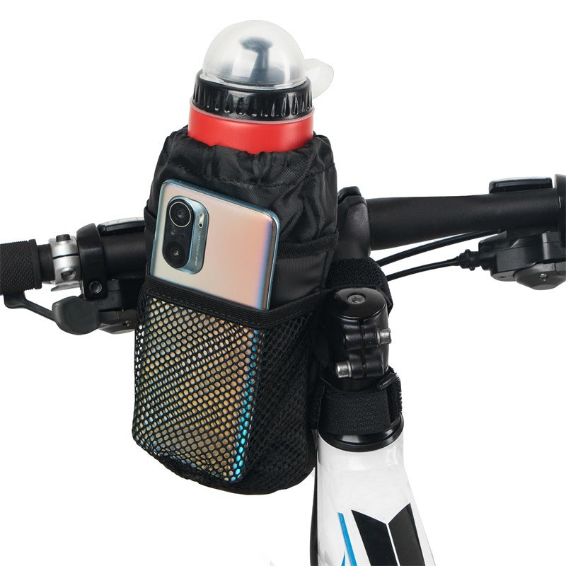 Bicycle Handlebar Insulated Water Bottle Bag with Phone Pouch for Cycling