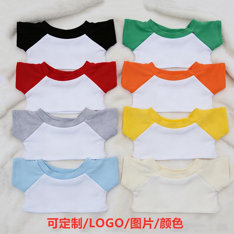 Cotton Doll Color Block Raglan Sleeve T-Shirt for 10/15/20cm Plush Dolls