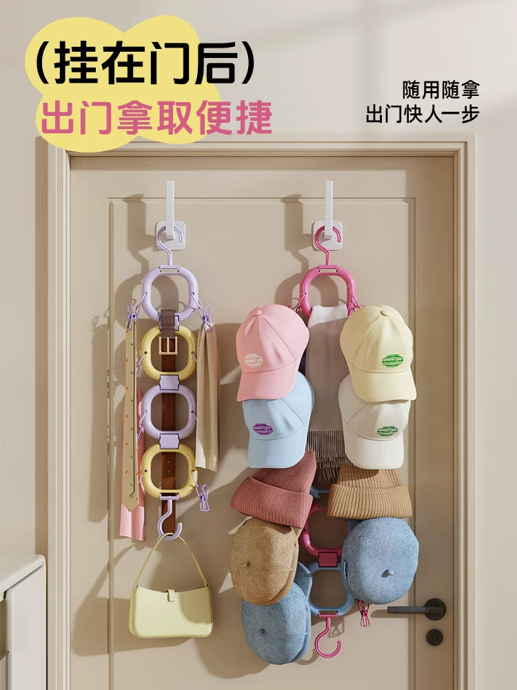 Dopamine Hat Organizer Rack for Entryway Door, Wall-Mounted Swim Cap Holder, Kids' Bag Storage