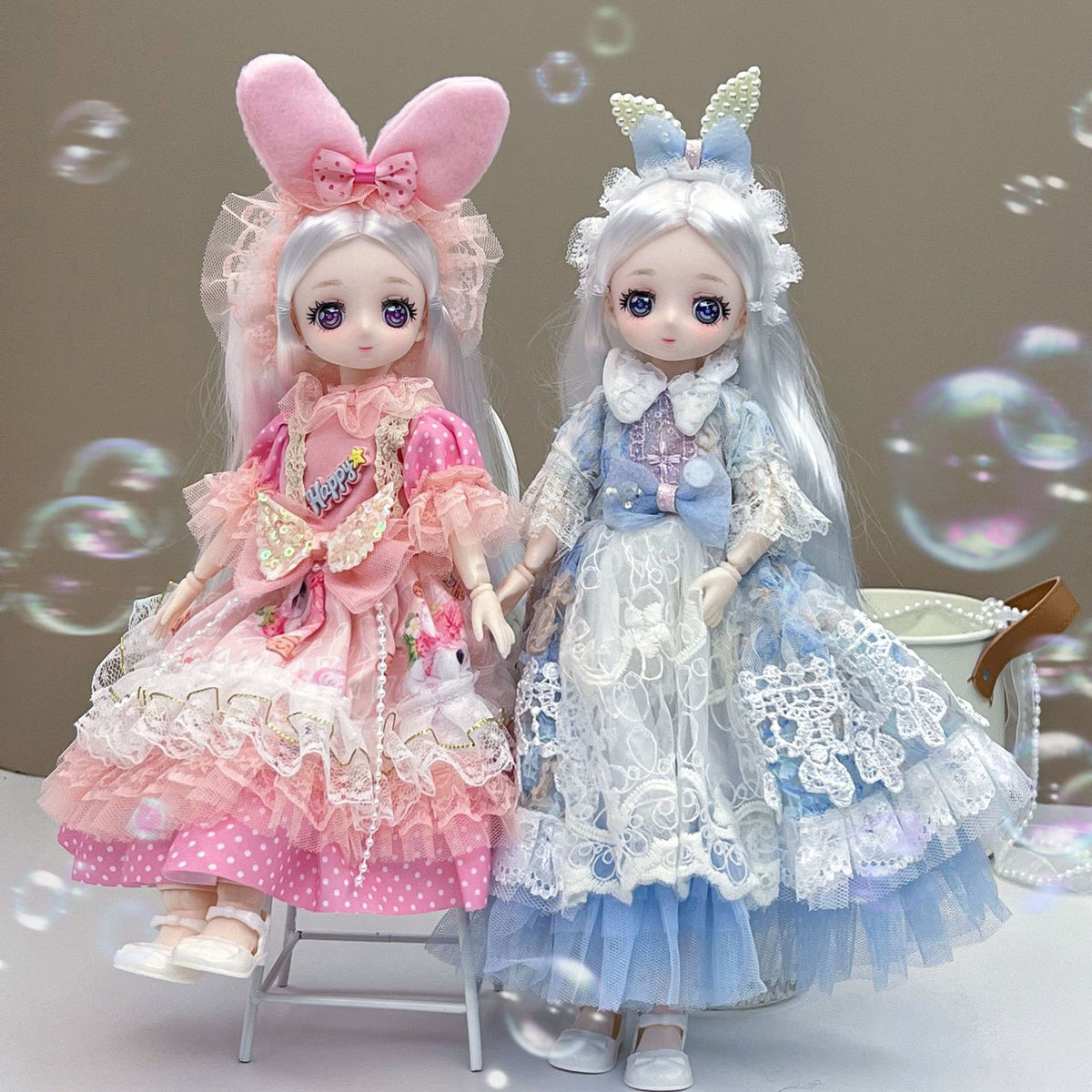 BJD Doll with Lolita Dress Outfit Set, 30cm Princess Toy for Girls