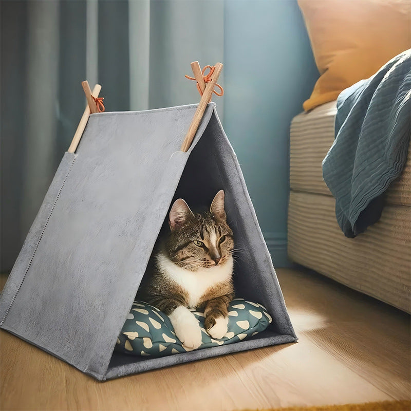 Pet Tent Bed for Cats and Small Dogs, Warm Indoor Enclosed Cat House, Washable Four Seasons Universal