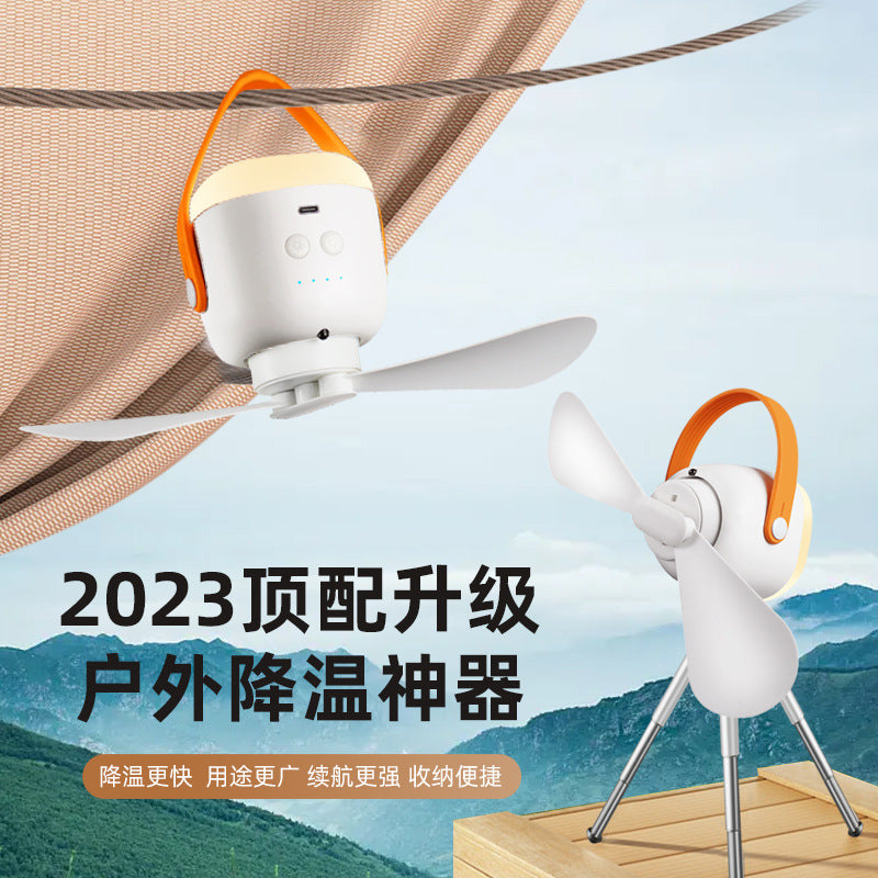 Rechargeable Camping Fan with Tripod, LED Night Light, Portable Hanging Mini Fan