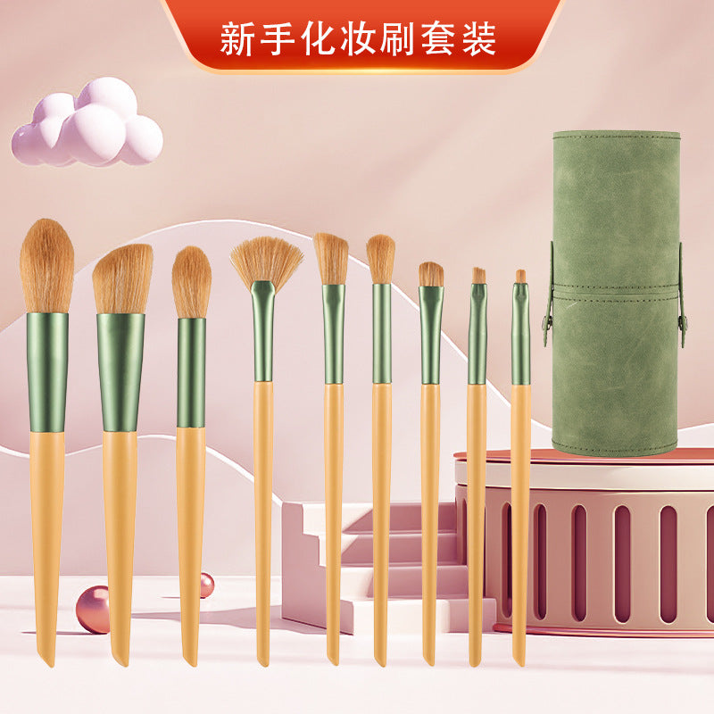 PU Leather Makeup Brush Holder with Aluminum Tube, Waterproof Cosmetic Organizer for Long-Handled Brushes