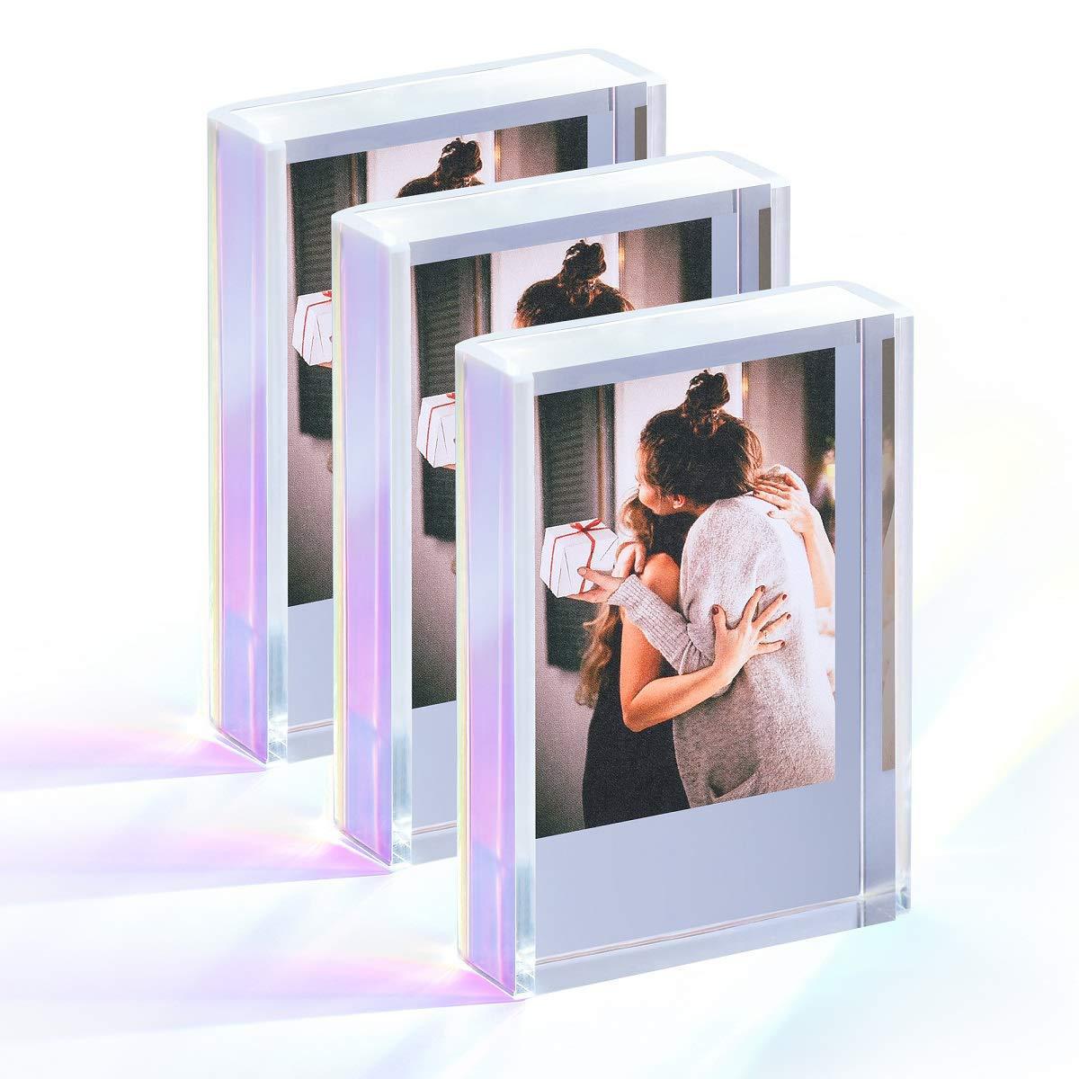 3-Pack Acrylic Mini Photo Frame Double-Sided Magnetic for Polaroid Instax Film